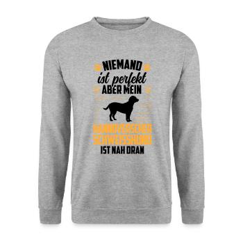 Hannoverscher Schweißhund ist nicht perfekt - Unisex Pullover - Weißgrau meliert - Vorne - Alina (178cm) & Michal (187cm)