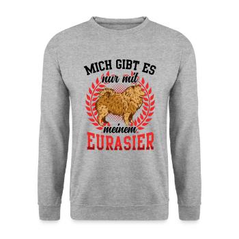 Gibt es nur mit Eurasier Spitz Eurasian Dog - Unisex Pullover - Weißgrau meliert - Vorne - Alina (178cm) & Michal (187cm)