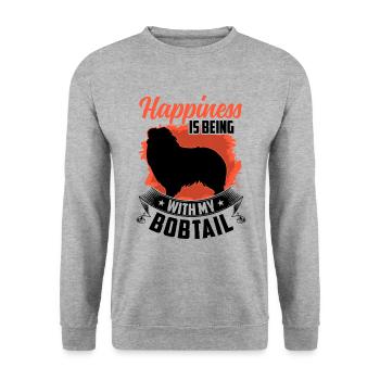 Bobtail rend le vieux berger anglais heureux - Sweat-shirt Unisexe - gris chiné - Devant - Alina (178cm) & Michal (187cm)