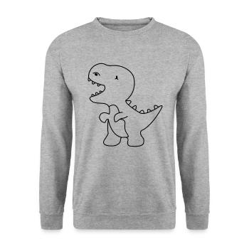 Dino Dinosaur hand-drawn - Unisex Sweatshirt - salt & pepper - Front - Alina (178cm) & Michal (187cm)