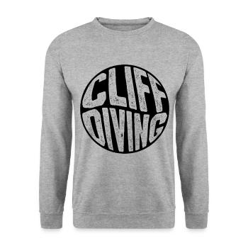 Retro Graphic Cliff Diver Cliff Diving Tombstoning - Unisex Sweatshirt - salt & pepper - Front - Alina (178cm) & Michal (187cm)
