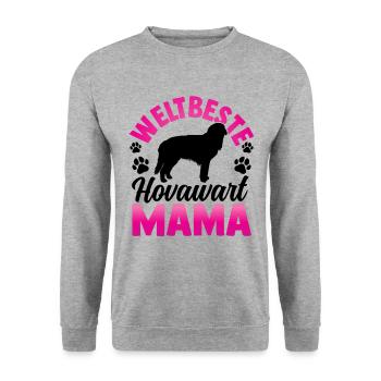 Weltbeste Hovawart Mama derber Bauernhund - Unisex Pullover - Weißgrau meliert - Vorne - Alina (178cm) & Michal (187cm)