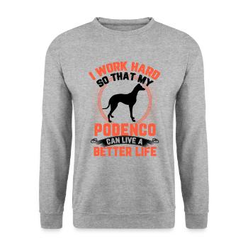 Podenco travaille dur Lévrier espagnol - Sweat-shirt Unisexe - gris chiné - Devant - Alina (178cm) & Michal (187cm)