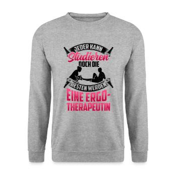 Die Besten werden Ergotherapeutin Ergotherapie - Unisex Pullover - Weißgrau meliert - Vorne - Alina (178cm) & Michal (187cm)