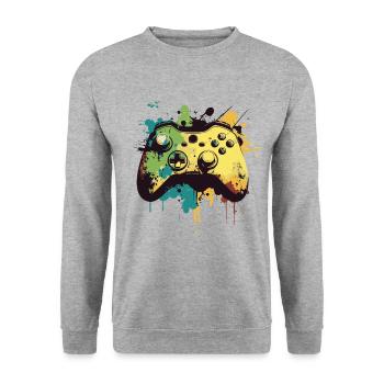 Cool Gaming Controller - Design for Young Gamers - Unisex Sweatshirt - salt & pepper - Front - Alina (178cm) & Michal (187cm)