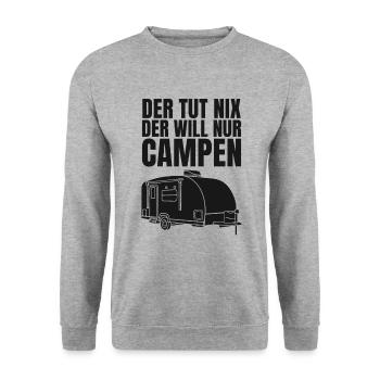 Der Tut Nix Der Will Nur Campen Camper Camping - Unisex Pullover - Weißgrau meliert - Vorne - Alina (178cm) & Michal (187cm)