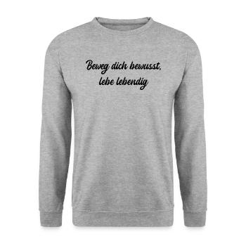 Pilates - Beweg dich bewusst, lebe lebendig - Unisex Pullover - Weißgrau meliert - Vorne - Alina (178cm) & Michal (187cm)