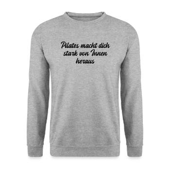 Pilates - Pilates macht dich stark von Innen - Unisex Pullover - Weißgrau meliert - Vorne - Alina (178cm) & Michal (187cm)