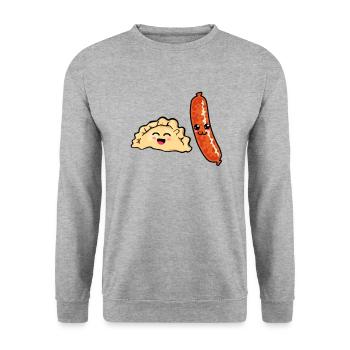 Pierogi Kielbasa - Unisex Sweatshirt - salt & pepper - Front - Alina (178cm) & Michal (187cm)