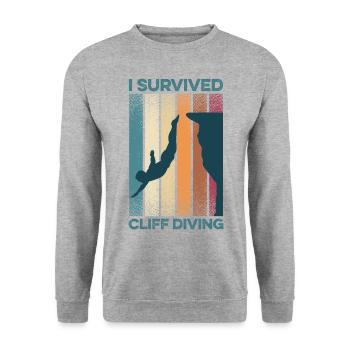 I Survived Cliff Diving Cliff Dive Cliff Jumping T - Unisex Sweatshirt - salt & pepper - Front - Alina (178cm) & Michal (187cm)