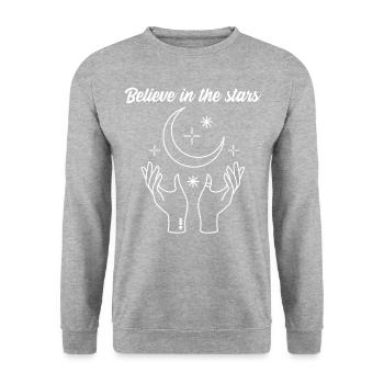 Believe in the stars - Astrology Horoscope - Unisex Pullover - Weißgrau meliert - Vorne - Alina (178cm) & Michal (187cm)