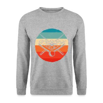 Retro Graphic Pool Billard Snooker Billard Cue 8-B - Unisex Sweatshirt - salt & pepper - Front - Alina (178cm) & Michal (187cm)