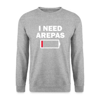 J’ai besoin d’arepas - Sweat-shirt Unisexe - gris chiné - Devant - Alina (178cm) & Michal (187cm)