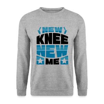 New Knee new me - Unisex Pullover - Weißgrau meliert - Vorne - Alina (178cm) & Michal (187cm)