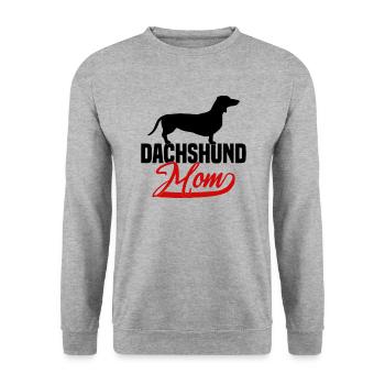 Dachshund Mom - Unisex Pullover - Weißgrau meliert - Vorne - Alina (178cm) & Michal (187cm)