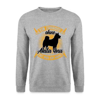 Akita Inu nur ein Haus japanischer Akita Inu - Unisex Pullover - Weißgrau meliert - Vorne - Alina (178cm) & Michal (187cm)