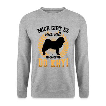 Nur mit meinem Do Khyi Tibetmastiff Tibetdogge - Unisex Pullover - Weißgrau meliert - Vorne - Alina (178cm) & Michal (187cm)