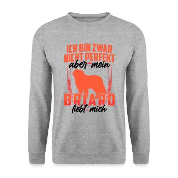 Mein Briard liebt mich Berger de Brie - Unisex Pullover - Weißgrau meliert - Vorne - Alina (178cm) & Michal (187cm)