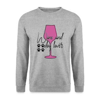 Amateurs de vin et de chiens - Sweat-shirt Unisexe - gris chiné - Devant - Alina (178cm) & Michal (187cm)