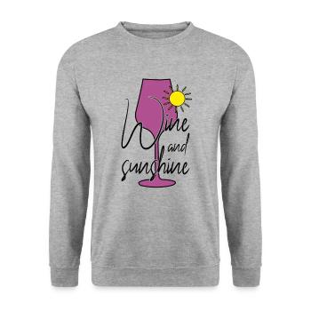 Wein Sonne Sonnenschein Spruch - Unisex Pullover - Weißgrau meliert - Vorne - Alina (178cm) & Michal (187cm)