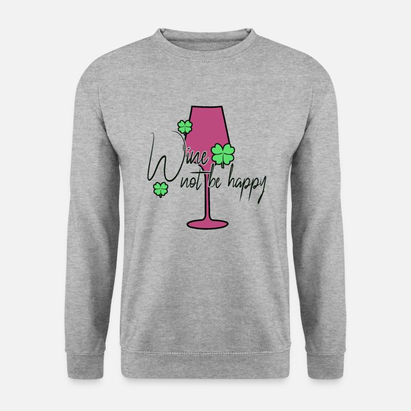 Wein Glück Spruch - Unisex Pullover - Weißgrau meliert