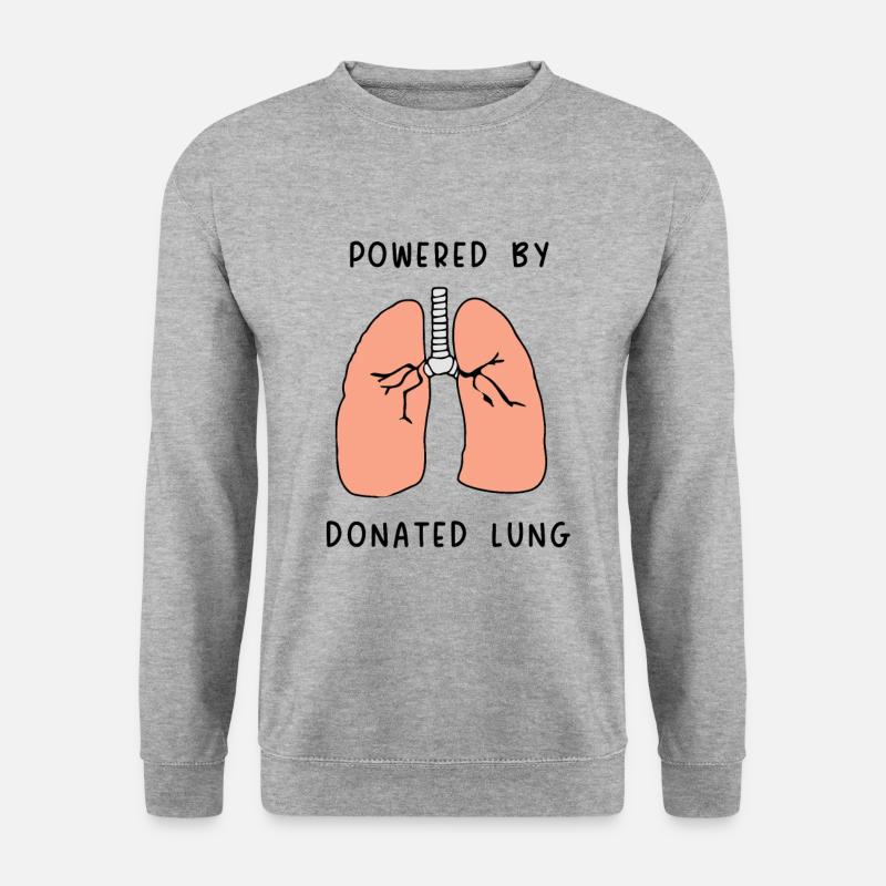powered by donated Lung - Unisex Pullover - Weißgrau meliert