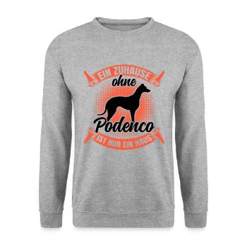 Ohne meinen Podenco spanischer Windhund - Unisex Pullover - Weißgrau meliert - Vorne - Alina (178cm) & Michal (187cm)