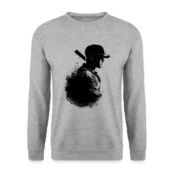 Baseball Spieler Silhouette - Unisex Pullover - Weißgrau meliert - Vorne - Alina (178cm) & Michal (187cm)