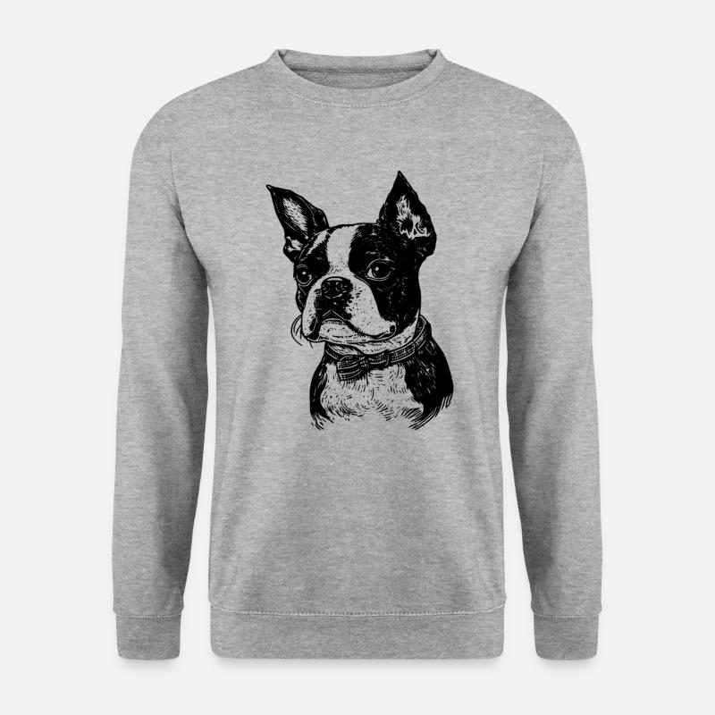Boston Terrier - Unisex Pullover - Weißgrau meliert