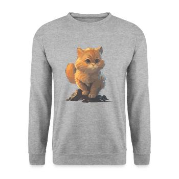 Dessin de chat mignon - Sweat-shirt Unisexe - gris chiné - Devant - Alina (178cm) & Michal (187cm)