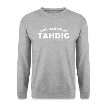 you had me at Tahdig, foodiranian persian - Unisex Pullover - Weißgrau meliert - Vorne - Alina (178cm) & Michal (187cm)