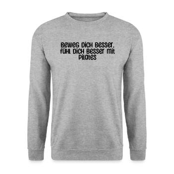 Pilates - Beweg dich besser, fühl dich besser mit - Unisex Pullover - Weißgrau meliert - Vorne - Alina (178cm) & Michal (187cm)