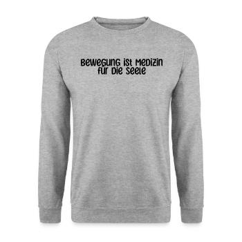 Pilates - Bewegung ist Medizin für die Seele - Unisex Pullover - Weißgrau meliert - Vorne - Alina (178cm) & Michal (187cm)