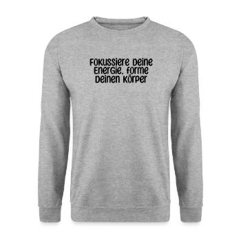 Pilates - Fokussiere deine Energie, forme deinen - Unisex Pullover - Weißgrau meliert - Vorne - Alina (178cm) & Michal (187cm)