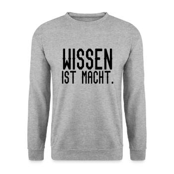 Wissen ist Macht - Unisex Pullover - Weißgrau meliert - Vorne - Alina (178cm) & Michal (187cm)