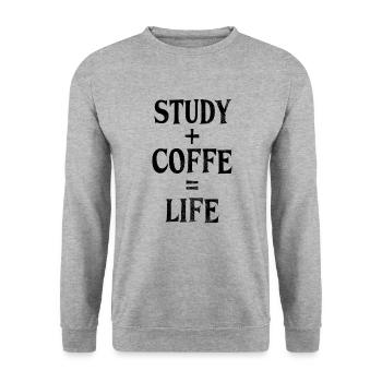 Studieren und Kaffee - Unisex Pullover - Weißgrau meliert - Vorne - Alina (178cm) & Michal (187cm)