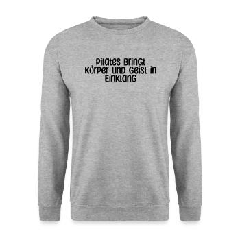 Pilates - Pilates bringt Körper und Geist in - Unisex Pullover - Weißgrau meliert - Vorne - Alina (178cm) & Michal (187cm)