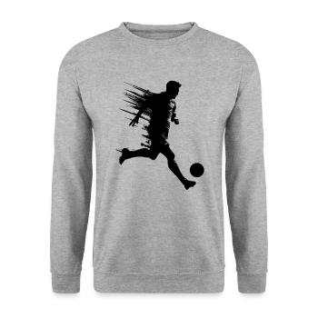 Fußball Fußballer Silhouette - Unisex Pullover - Weißgrau meliert - Vorne - Alina (178cm) & Michal (187cm)