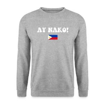 Ay Nako, Funny Filipino Pinoy - Unisex Pullover - Weißgrau meliert - Vorne - Alina (178cm) & Michal (187cm)