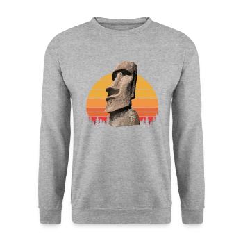 île de pâques moai, île de Pascua île de Pâques - Sweat-shirt Unisexe - gris chiné - Devant - Alina (178cm) & Michal (187cm)