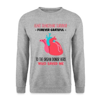 Heart Transplant Survivor Forever Grateful - Unisex Pullover - Weißgrau meliert - Vorne - Alina (178cm) & Michal (187cm)
