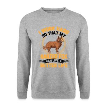 Harzer Fuchs work hard Old German herding fox - Unisex Sweatshirt - salt & pepper - Front - Alina (178cm) & Michal (187cm)