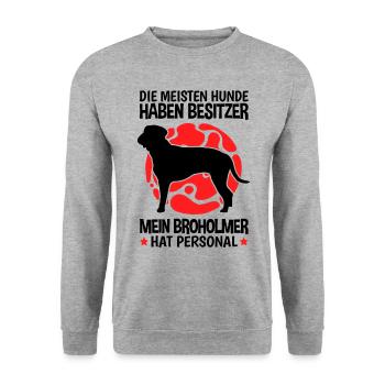 Broholmer hat Personal Dänische Dogge - Unisex Pullover - Weißgrau meliert - Vorne - Alina (178cm) & Michal (187cm)
