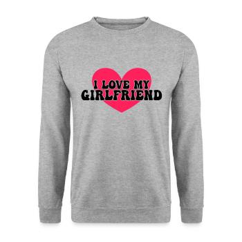 I love my girlfriend - Unisex Sweatshirt - salt & pepper - Front - Alina (178cm) & Michal (187cm)