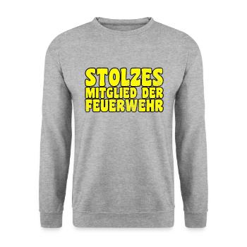 Mitglied der Feuerwehr - Unisex Pullover - Weißgrau meliert - Vorne - Alina (178cm) & Michal (187cm)
