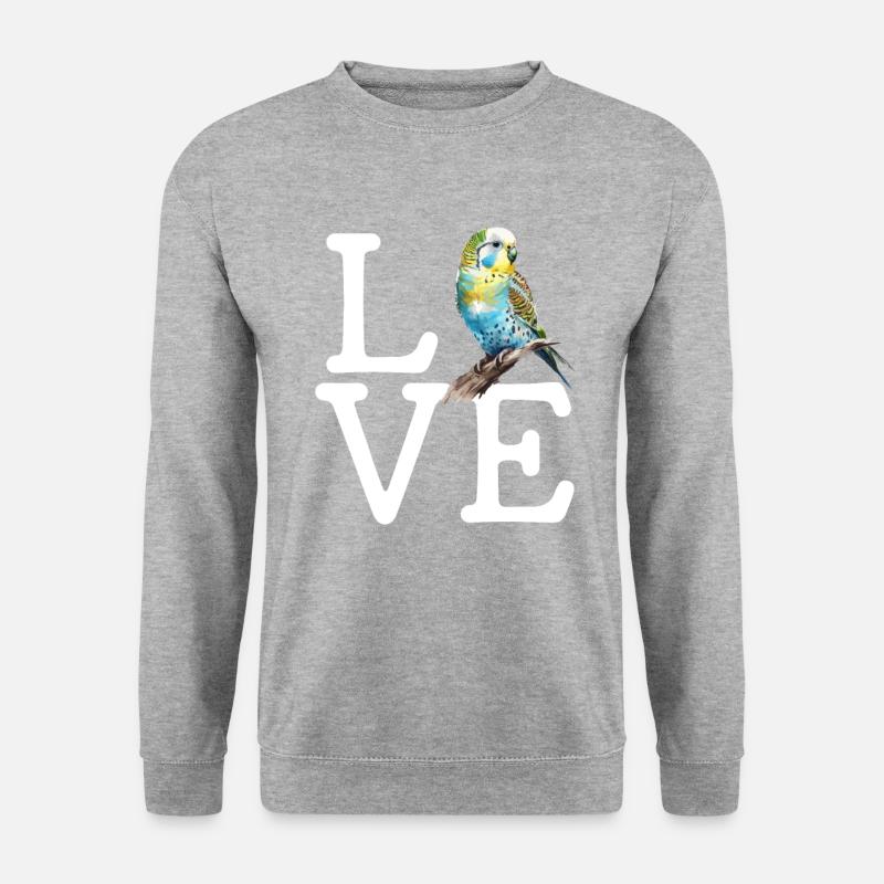 budgerigar parakeet, Budgie - Unisex Pullover - Weißgrau meliert