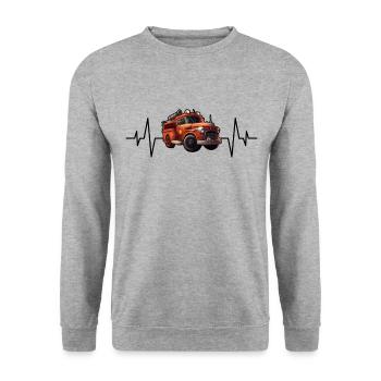 Battement de cœur de camion de pompiers - Sweat-shirt Unisexe - gris chiné - Devant - Alina (178cm) & Michal (187cm)