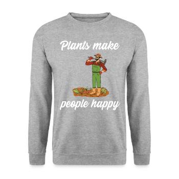 Plants make people happy - Plats Botany - Unisex Sweatshirt - salt & pepper - Front - Alina (178cm) & Michal (187cm)