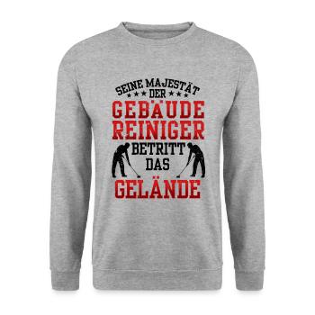 Gebäudereiniger betritt Gelände Fensterputzer - Unisex Pullover - Weißgrau meliert - Vorne - Alina (178cm) & Michal (187cm)
