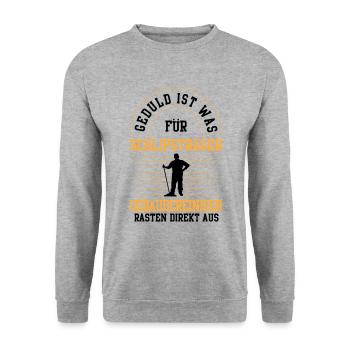 Gebäudereiniger rasten direkt aus Fensterputzer - Unisex Pullover - Weißgrau meliert - Vorne - Alina (178cm) & Michal (187cm)
